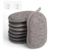 APOMOONS 8 Pcs Eponge Reutilisable Lavable avec 2 Pcs Crochet Autocollant, Eponges Lavables Reutilisables Éponges Lavables Et Réutilisables Réversible et Bouble Action pour La Vaisselle Cuisine Verre