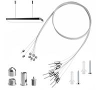 APOMOONS 8 Pièces Cable Suspension Luminaire 1,5m x 1,5mm Ajustable Câbles Crochet Acier Inoxydable Cable Metallique Fixation Plafond pour LED Panneau Photos Plafonnier