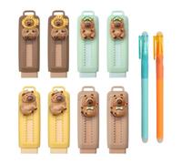 APOMOONS 8 Pièces Gomme Rétractable Push Pull avec 2 Pièces Stylos Gel Effaçables - Set Papeterie pour Enfants École