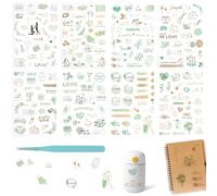 APOMOONS 8 Stickers Mariage Livre d'or (200+ Motifs) avec 1 Pince à épiler (vert), Stickers Livre d'or Mariage pour Scrapbooking, Invitations de Mariage, Vases, Mugs