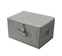 APOMOONS Boite Rangement Boite Rangement Textile, en Tissu, Boite de Rangement Tissu avec Couvercle, Caisse Pliable Verrouillable, pour Vêtements, Jouets, Gris 35x22x17.5cm