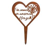 APOMOONS Décoration funéraire en forme de cœur - Résistante aux intempéries - Décoration de cimetière avec inscription en allemand « Für immer in Unseren Herzen » - En acier inoxydable - Résistant aux