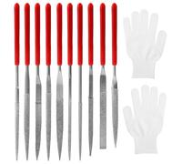APOMOONS Lot de 10 Mini Limes Diamantées D'Imprimante 3D en 10 Modèles 2x100mm et une Paire de Gants Blancs Mini Limes à Aiguilles Diamantées Lime Metal Lime Diamantée pour Bois, Métal, Plastique