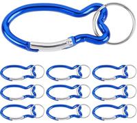 APOMOONS Lot de 12 porte-clés en forme de poisson avec anneau, mousqueton, petit mousqueton, bleu, pour communion, randonnée, alpinisme