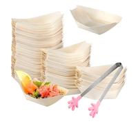 APOMOONS Lot de 200 bols en bois de pin, Vaisselle jetable bio durable et compostable Bol à collation pour saucisse curry frites sushi, Bol de service pour aliments froids et chauds 8cm