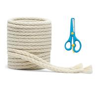 APOMOONS Lot de 5 Mèches Coton 1m avec Une Petite Paire de Ciseaux Peut être découpée sur Mesure, Rondes Mèche pour Lampe à Pétrole, Flambeaux, Veilleuses D’Ambiance et Créations DIY Rétro