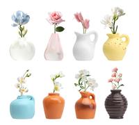 APOMOONS Lot de 8 Mini Vase Magnet de Réfrigérateur en Céramique de Style 3D Aimants Mignons pour Vase en Céramique Convient pour La Cuisine, Le Bureau, de Réfrigérateur La Décoration (Pas de Fleurs)