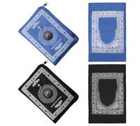 APOMOONS Tapis de prière Set, 2 pièces Tapis de prière de Voyage avec Boussole, Tapis Pray Portable Seccade pour la Maison et Les Voyages, 100 x 60 CM Imperméable au Vent (Noir et Bleu)