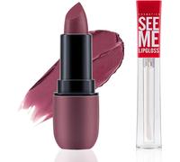 Apooliy 2pcs Rouge À Lèvres Et Gloss,Rouge À Lèvres Mat Hautement Pigmenté,Gloss Hydratant Pour Les Lèvres,Soin Hydratant Pour Les Lèvres,Non Collant