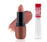Apooliy 2Pcs rouge à lèvres et gloss,rouge à lèvres mat hautement pigmenté, gloss hydratant pour les lèvres, soin hydratant pour les lèvres, non collant