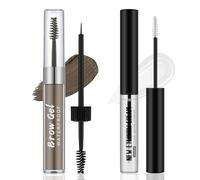 Apooliy 2Pcs Set de gel à sourcils imperméable,Gel liquide pour sourcils hautement pigmenté et colle à sourcils transparente,Façonner des sourcils naturels