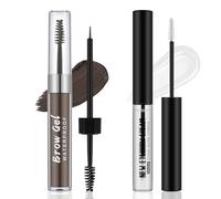 Apooliy 2Pcs Set de gel à sourcils imperméable,Gel liquide pour sourcils hautement pigmenté et colle à sourcils transparente,Façonner des sourcils naturels