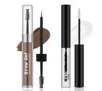 Apooliy 2Pcs Set de gel à sourcils imperméable,Gel liquide pour sourcils hautement pigmenté et colle à sourcils transparente,Façonner des sourcils naturels