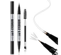 Apooliy Stylo à sourcils imperméable, set de brosses et stylo à sourcils à double extrémité, crayon liquide ultra-précis pour les sourcils, crayon de maquillage pour les sourcils pour les femmes