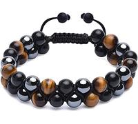 Aport Home Presents Triple Protection Bracelet Black Tourmaline Hematite Tiger Eye Stone Bracelet Crystal Healing Gemone Gemstone Bracelet for Women and Men, Lab #Aport-5960