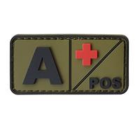 APOS Olive Drab OD Blood Type Morale Tactical PVC Rubber 3D Touch Fastener Patch
