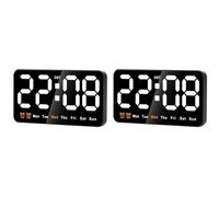 Aposous Lot de 2 horloges murales numériques, horloge numérique LED de 22,9 cm, grand écran avec 12/24h, gros chiffres, petite horloge murale silencieuse (blanc)