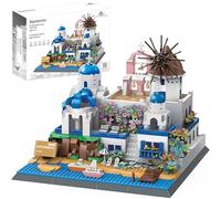 Apostrophe Games Ensemble de Blocs de Construction Santorini - 1372 Pièces - Blocs de Construction modèles pour Adultes et Enfants-Kit d'Architecture de l'île de Grèce Célèbre série Landmark