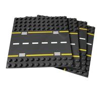 Apostrophe Games Plaques de base de Route de Blocs de Construction Compatibles avec de Grandes briques - Blocs de construction de routes Droites et courbes 4Pcs, Apprentissage STEM (19,1 cm x 19,1 cm)