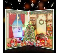 APOTODITO Cartes de Noël musicales 3D, carte de Noël pop-up avec musique et lumière, carte de vœux pop-up pour la famille, les amis, les enfants pour Noël, les vacances, le Nouvel An