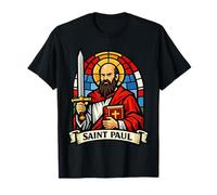 Apôtre en vitrail Saint Paul avec épée et icône de la Bible T-Shirt