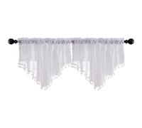 apott Lot de 2 cantonnières transparentes blanches pour fenêtres, petits rideaux en dentelle, décoration de fenêtre pour cuisine, salon, motif feuilles