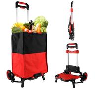 APOXCON Chariot de courses pliable avec sac imperméable amovible et cordon élastique, chariot à pousser robuste avec roues silencieuses, diable portable pour le shopping, les courses, les voyages et