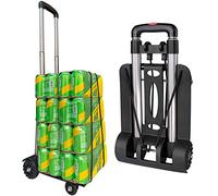 APOXCON Diable Pliable, Chariot Pliable pour déménagement, Chariot léger avec 4 Roues et poignée en Alliage d'aluminium, Chariot à Bagages Portable Pliable pour Voyage, Shopping, Bureau