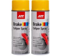 APP Brake Caliper Spray Peinture etrier de frein jaune | Peinture thermique pour les plaquettes de frein de la voiture résistante à la chaleur jusqu'à 110° | Jaune | 400 ml (Lot de 2)