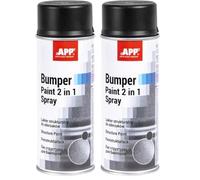 APP Bumper Paint 2 en 1 Spray - Peinture pare-chocs | Bombe peinture plastique exterieur, moulures latérales, coques de rétroviseurs, etc. | 400 ml | Noir satiné (Lot de 2)