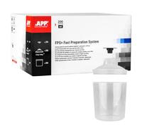 APP FPS+ Gobelet jetable Pistolet à Peinture 200 ML avec Couvercle Filtre 190 µm | Kit 50 gobelet en Plastique jetable, 50 couvercles, 20 Bouchons | Gobelet Plastique avec Couvercle Pistolet Peinture