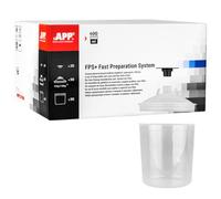 APP FPS+ Gobelet jetable Pistolet à Peinture 400 ML avec Couvercle Filtre 125 µm | Kit 50 gobelet en Plastique jetable, 50 couvercles, 20 Bouchons | Gobelet Plastique avec Couvercle Pistolet Peinture