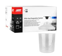 APP FPS+ Gobelet jetable Pistolet à Peinture 650 ML avec Couvercle Filtre 125 µm | Kit 50 gobelet en Plastique jetable, 50 couvercles, 20 Bouchons | Gobelet Plastique avec Couvercle Pistolet Peinture