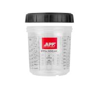 APP FPS+ Gobelet Rigide 650 ML avec Bague de serage et Graduations | Lot de 2 Godets mélange Peinture pour Pistolet Peinture carrosserie, système FPS+ | Tasse Peinture | Mélangeur Peinture