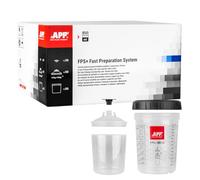 APP FPS+ Kit 850 ML - 50 gobelet Plastique avec Couvercle Filtre 190 µm avec 1 Godet Rigide gradué avec Bague de Serrage | Système de gobelet avec Couvercle pour Pistolet Peinture carrosserie