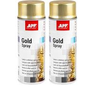 APP Gold Spray | Bombe Dorée | Finition effet d'or lisse | Facile à appliquer sur métal, bois, verre ou plastiques adaptés | Vernis décoratif acrylique à séchage rapide | 400 ml (Lot de 2)