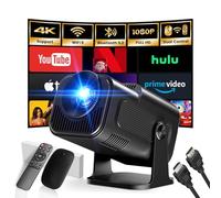 [App intégrée] 2025 Upgraded Vidéoprojecteur 1920 * 1080P FHD 4K Mini Projecteur Portable Dual Contrôle avec Souris Android TV WiFi 6 BT5.2 180° Rotation HDMI/TV Stick/USB/PS5, avec HDMI et Souris