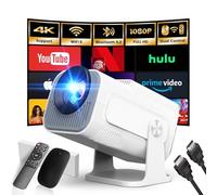 [App intégrée] 2025 Upgraded Vidéoprojecteur 1920 * 1080P FHD 4K Mini Projecteur Portable Dual Contrôle avec Souris Android TV WiFi 6 BT5.2 180° Rotation Compatible avec HDMI/TV Stick/USB, Blanc