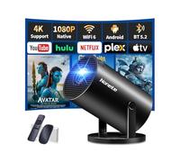 【App intégrée & 2026 Upgraded】 Vidéoprojecteur avec WiFi 6 BT5.2 Mini Projecteur Supporte 4K 1080P Retroprojecteur Video 270° Rotation HDMI/TV Stick/USB/PS5 videoprojecteur 4k HDMI Android 11 Black