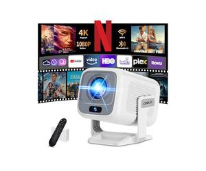 [App Intégrée] 2026 Vidéoprojecteur 1080P Full HD Supporte WiFi 6 y BT 5.4 Mini Projecteur Compatible avec Autofocus et Correction trapézoïdale Projecteur Compatible Con HDMI/TV Stick/Laptop,Blanc