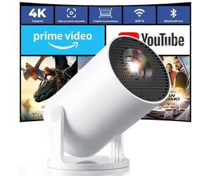[App intégrée & Auto Keystone] Vidéoprojecteur 4K Supporte 20000 Lumens 2026 Mini Projecteur Portable avec Android TV WiFi 6 Bluetooth 5.4 Rotation 180 pour HDMI/USB/TV Stick/Smartphone/Laptop