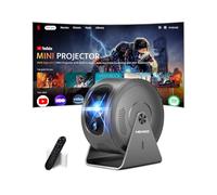 [App intégrée] Mini Projecteur Supporte 4K 1080P 2026 Upgraded Auto Focus & Keystone, Vidéoprojecteur Correction 360°Rotation avec WiFi 6 et Bluetooth 5.4 projecteur avec HDMI/TV Stick/USB/ - Gris