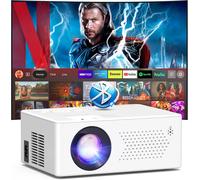 [App Intégrée] Vidéoprojecteur 2025 1080P Portable Mini Projecteur Dual Contrôle avec Souris Android TV OS WiFi 6 BT5.2 Zoom 50%, Compatible avec HDMI/TV Stick/USB/Souris
