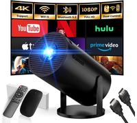 [App Intégrée] Vidéoprojecteur 2025 Rétroprojecteur Portable Mini Projecteur Dual Contrôle Avec Souris Android Tv Wifi 6 Bt5.2 180° Rotation Hdmi/Tv Stick/Usb/Ps5,Avec Hdmi Et Souris,Noir