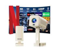 [App intégrée] Vidéoprojecteur 2026 avec Supporte 4K 1080P Projecteur Video Auto Focus & Keystone Correction 180° Rotation avec WiFi 6 et Bluetooth 5.4 Mini projecteur, avec HDMI/TV Stick/USB/ - Beige