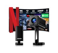 [App intégrée] Vidéoprojecteur 2026 avec Supporte 4K 1080P Projecteur Video Auto Focus & Keystone Correction 180° Rotation avec WiFi 6 et Bluetooth 5.4 Mini projecteur, avec HDMI/TV Stick/USB/ -Noir