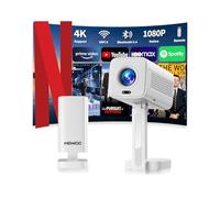 [App intégrée] Vidéoprojecteur 2026 avec Supporte 4K 1080P Projecteur Video Auto Focus & Keystone Correction 180° Rotation avec WiFi 6 et Bluetooth 5.4 Mini projecteur, avec HDMI/TV Stick/USB/ -Blanc