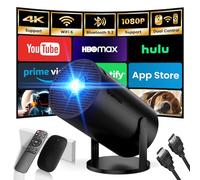 [App intégrée] Vidéoprojecteur 2026 Rétroprojecteur Portable Mini Projecteur Dual Contrôle avec Souris Android TV WiFi 6 BT5.2 180° Rotation Compatible avec HDMI/TV Stick/USB, Noir