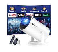 [App intégrée] Vidéoprojecteur avec WiFi 6 BT5.2 Mini Projecteur Supporte 4K 1080P Retroprojecteur Video 270° Rotation HDMI/TV Stick/USB/PS5 videoprojecteur 4k avec HDMI et Souris Android 11 White