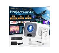 [App Intégrée] Vidéoprojecteur avec WiFi 6 y BT 5.4,1080P Full HD Mini Projecteur Video, Projecteur Portable avec Autofocus et Correction Trapézoïdale Automatique,180° Rotation HDMI/TV Stick/USB Blan